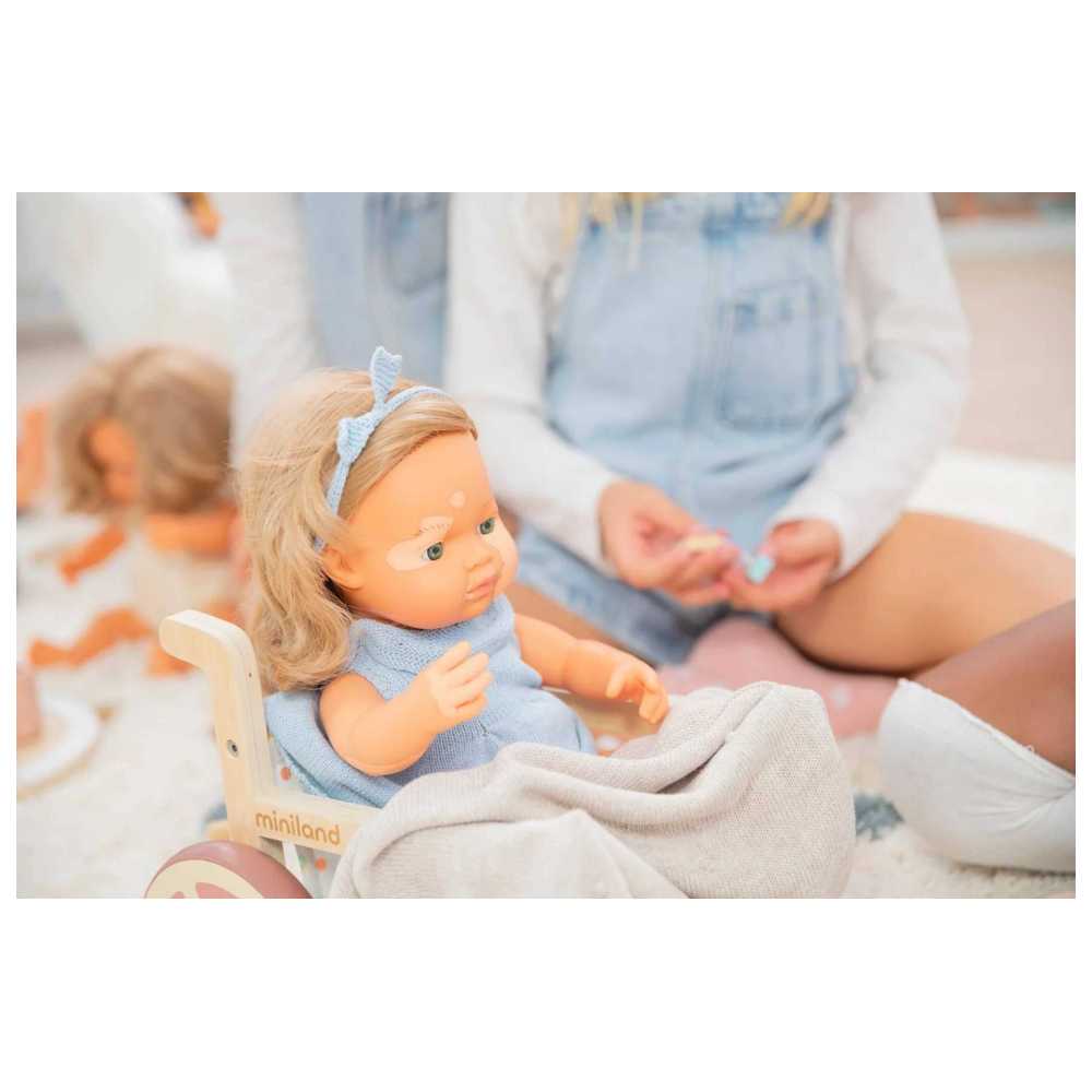 Miniland Educational - Caucasian Girl Vitiligo Baby Doll - Dark Blonde - 38 cm