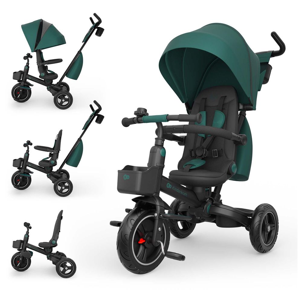عربة أطفال ثلاثية العجلات من كيندركرافت - سبينستيب 2 بلس - أخضر