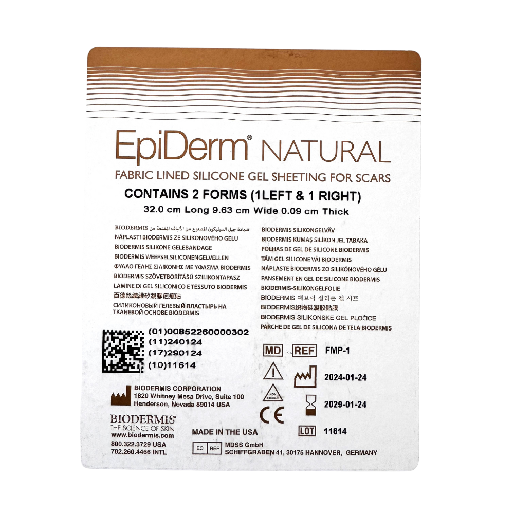 Bioderms - Epiderm Fabric Lined Silicone Gel Scar Sheets - Natural - 2 Pcs