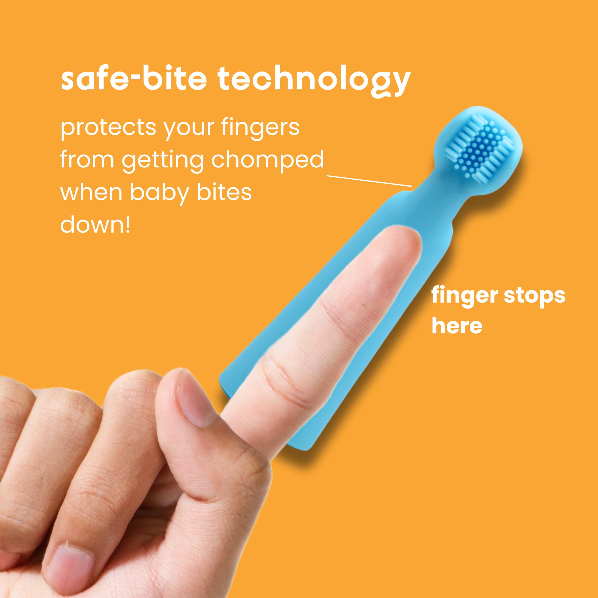 أوجي بير - فرشاة إصبع لأسنان ولسان الأطفال سيليكون - أزرق/أخضر