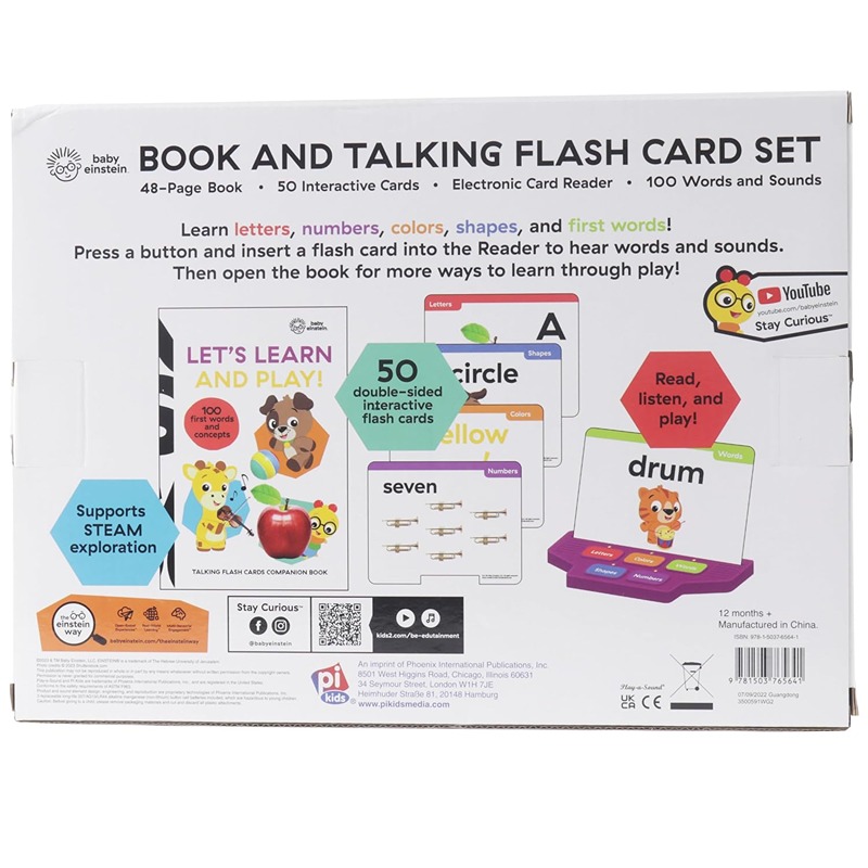 بيبي آينشتاين: هيا نتعلم ونلعب! كتاب ومجموعة بطاقات تعليمية ناطقة