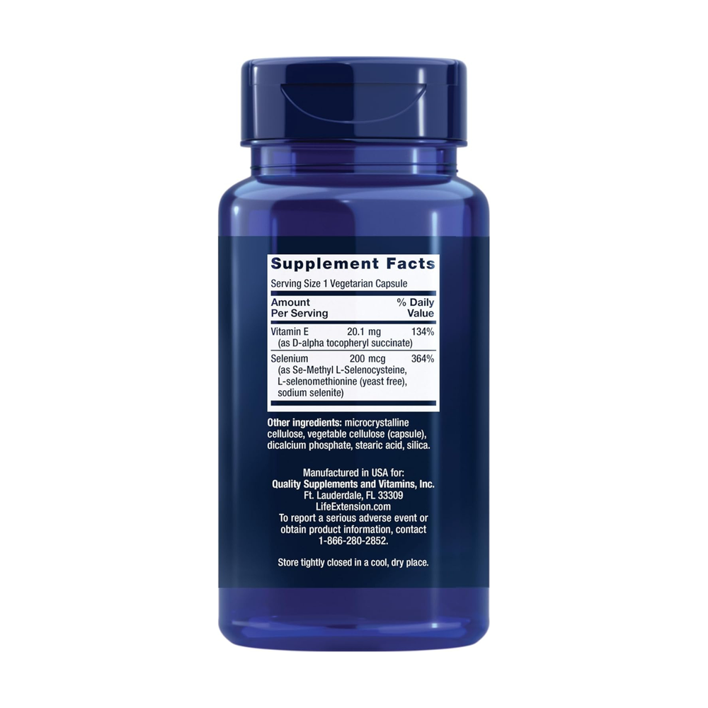 لايف إكستنشن - مركب السيلينيوم الفائق مع فيتامين هـ - 100 كبسولة نباتية