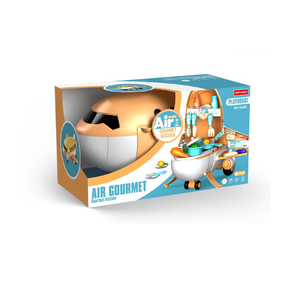 أمشام - مجموعة ألعاب مطبخ على شكل طائرة 2 في 1 للعب التظاهري