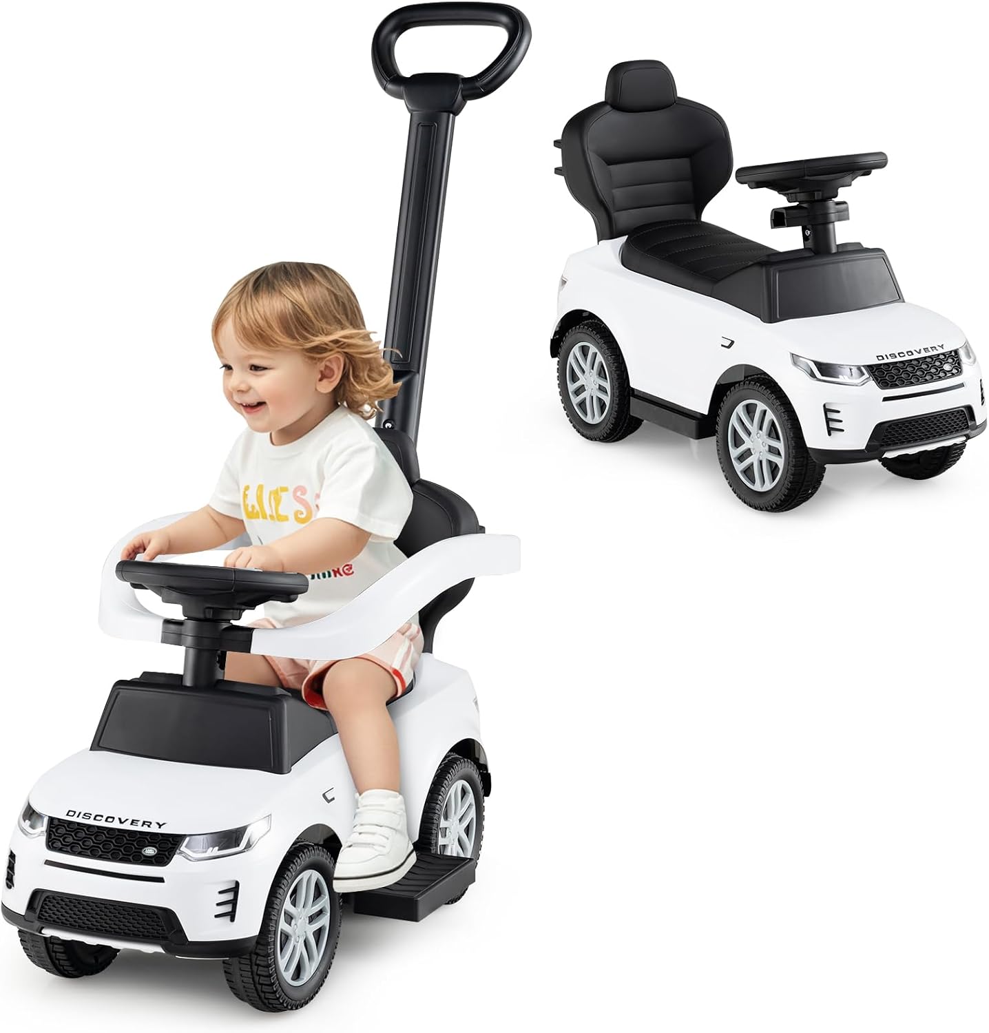 لاند روفر - سيارة ديسكفري 3 في 1 قابلة للدفع - بيضاء