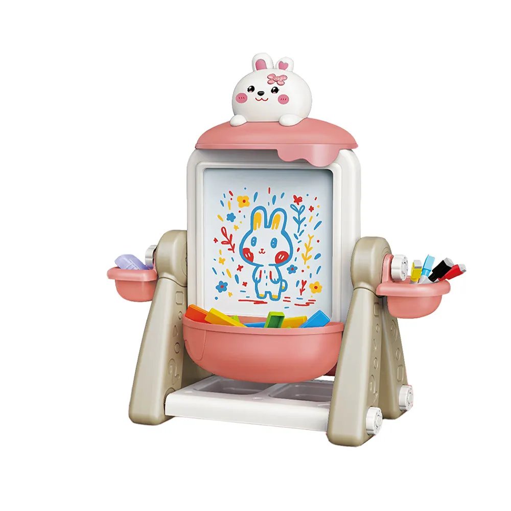 أمشام - لوح رسم للأطفال 2 في 1 مع مكعبات - زهري