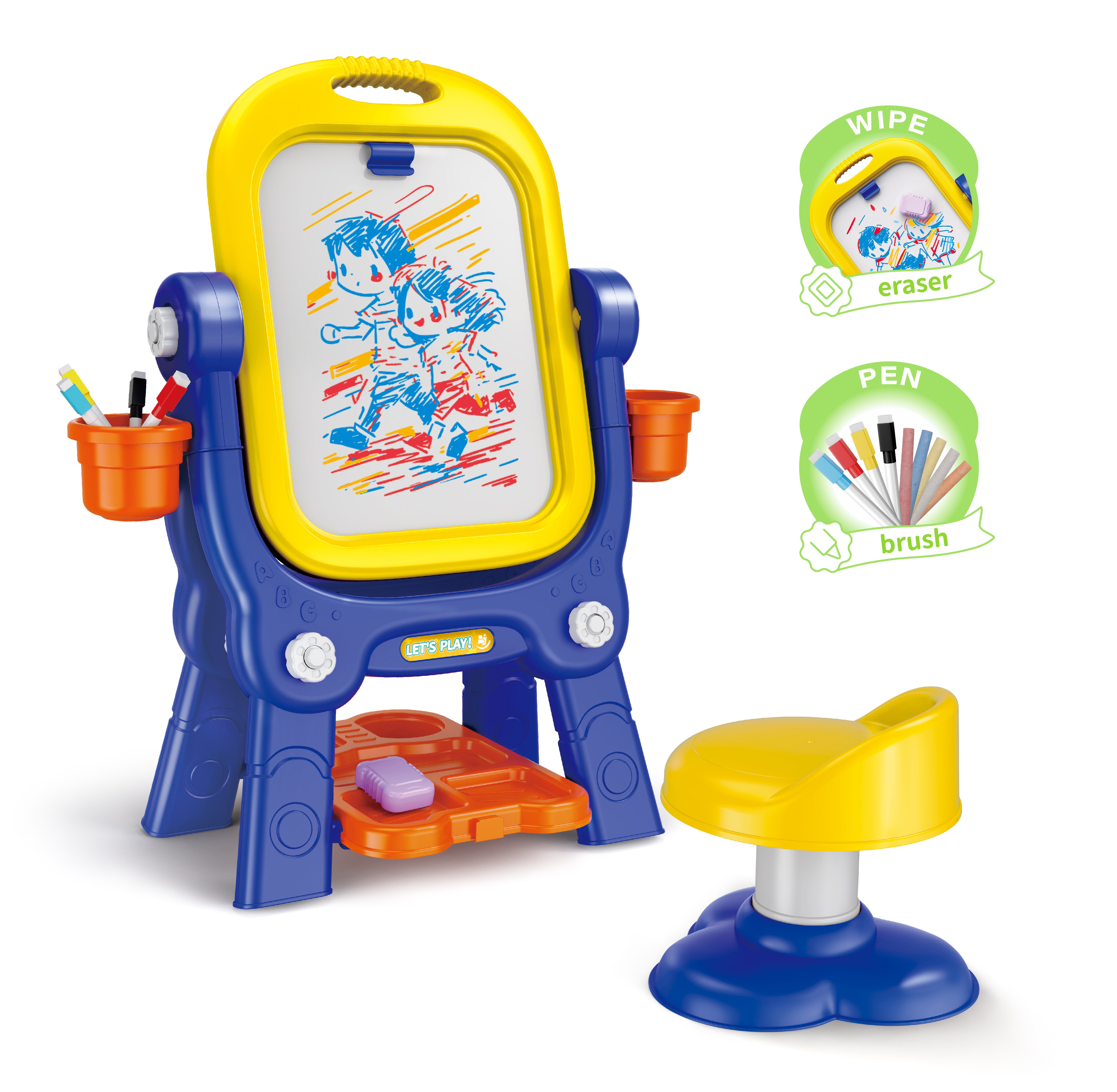 أمشام - لوح رسم للأطفال 2 في 1 - أبيض وأسود