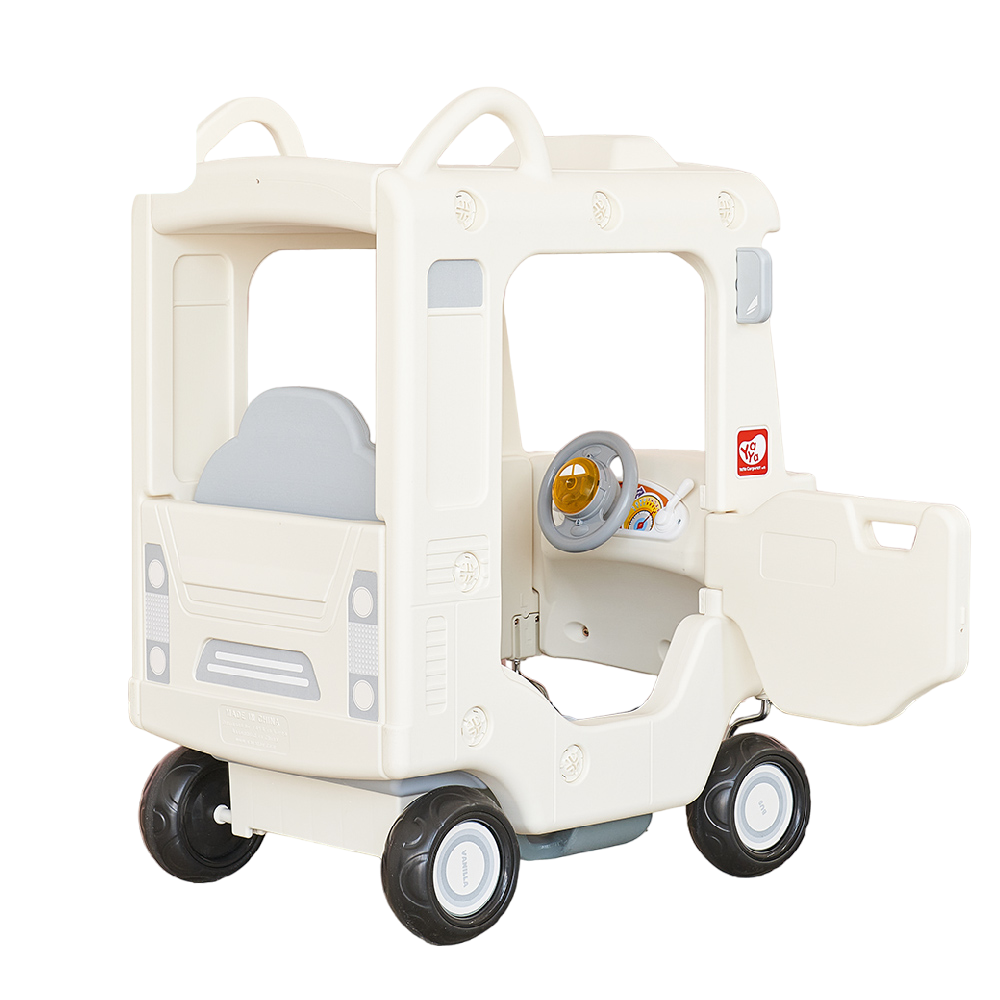 Amsham - Little Bus Roof Car Ride Indoor Car Kids - Vanilla