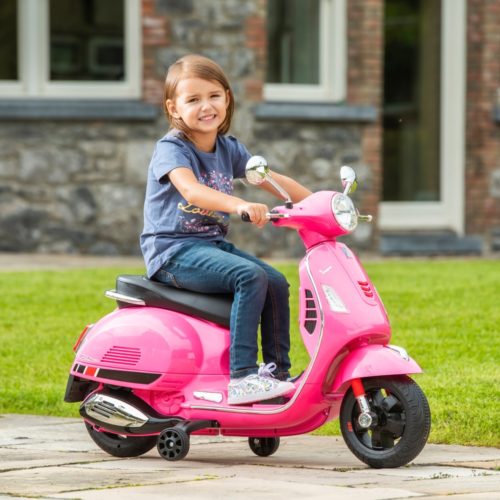 Amsham - Vespa Electric Ride On Scooter Bike - 12V - Pink