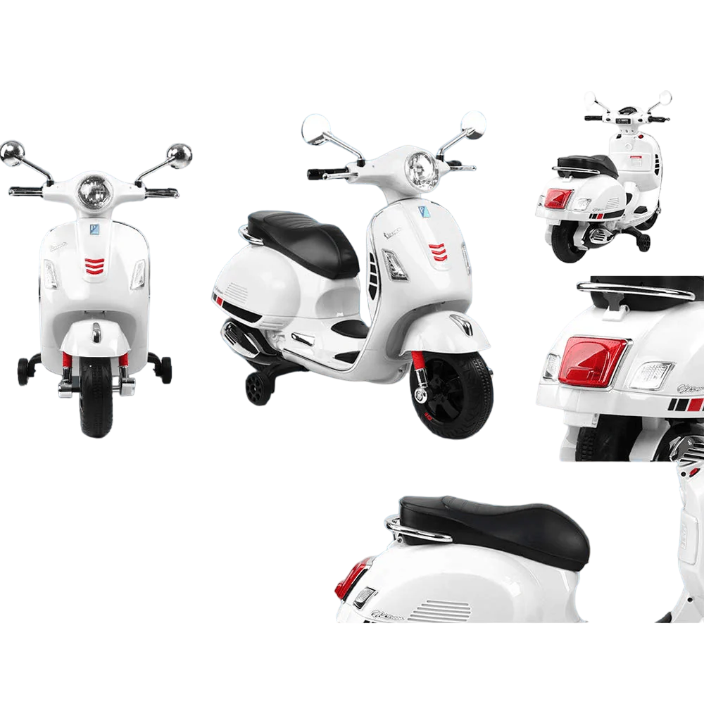 Amsham - Vespa Electric Ride On Scooter Bike - 12V - White