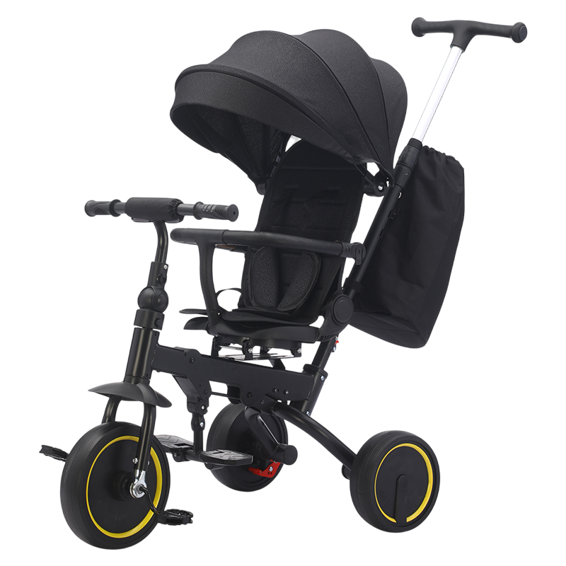 أمشام - دراجة ثلاثية العجلات قابلة للطي للأطفال مع مقبض دفع ومظلة - متعددة الألوان