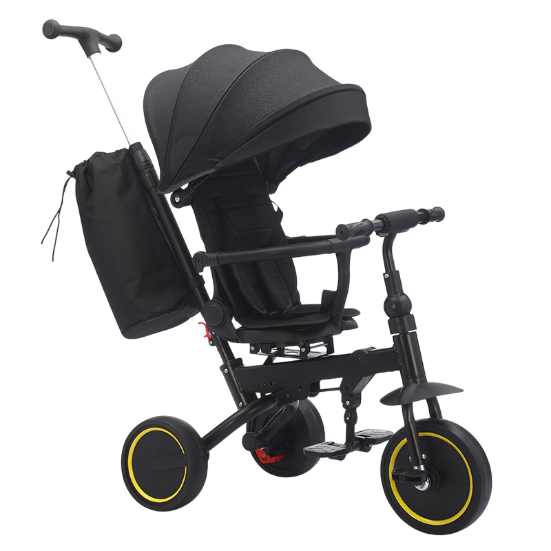 أمشام - دراجة ثلاثية العجلات قابلة للطي للأطفال مع مقبض دفع ومظلة - متعددة الألوان