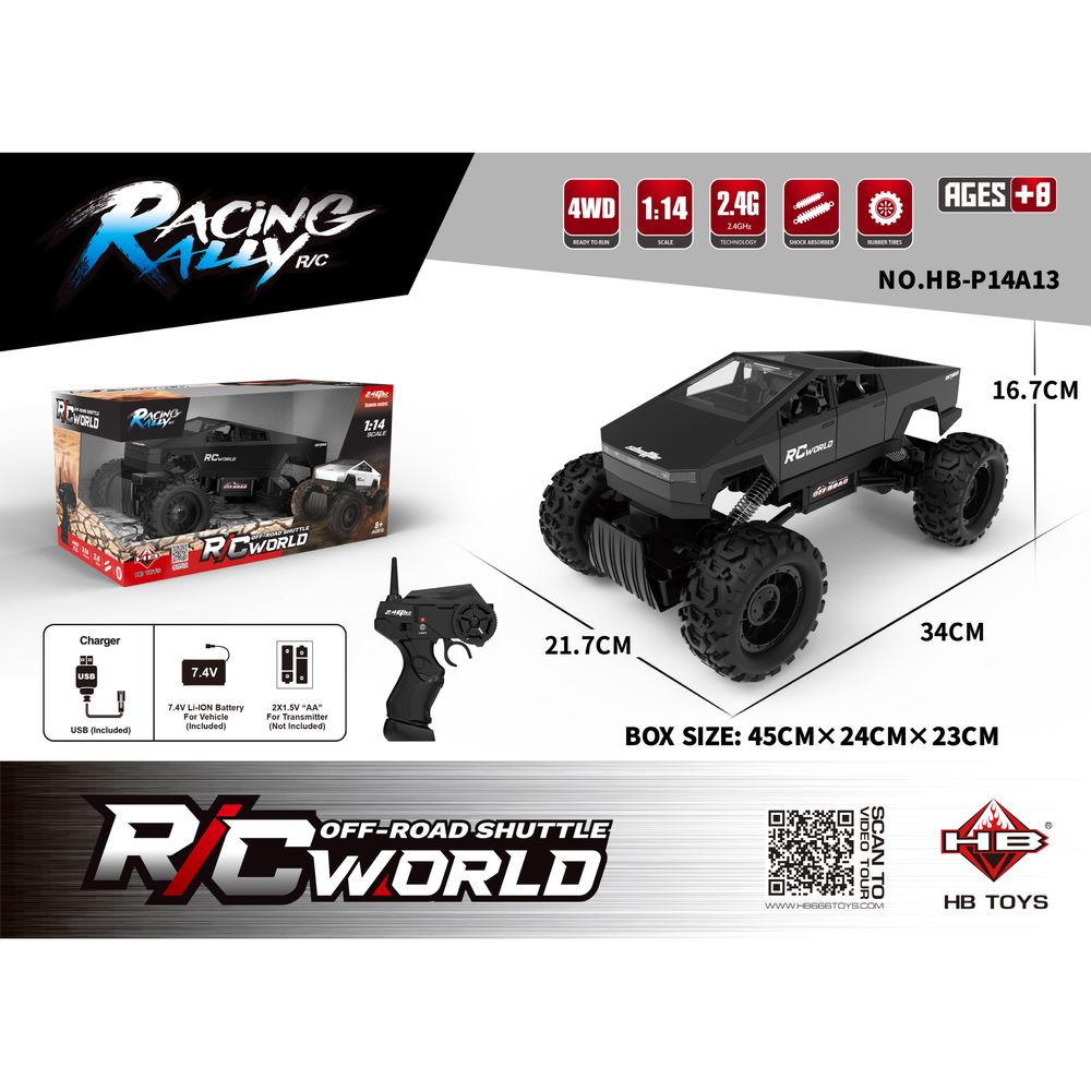 Amsham 1/14 Tesla Cyber Crawler Climbing Remote Control Car - Multicolor