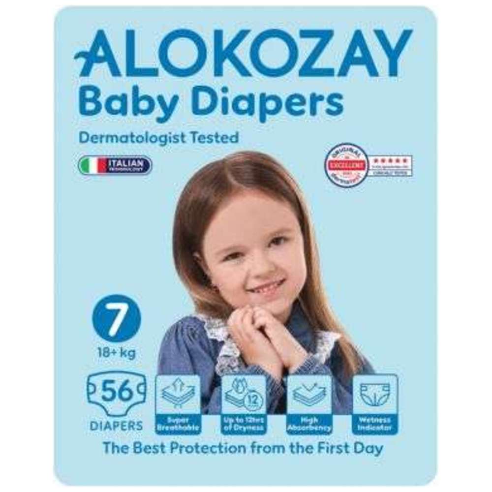 Alokozay - Premium Baby Diapers 18+kg - Size 7 - 112 Diapers