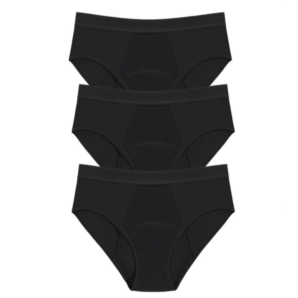 Bodi Fresh - 3pc-Set - Bamboo Brief Period Underwear - Black