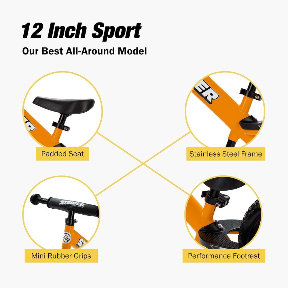 Strider - No Pedal Balance Sport Bike 12Inch - Orange