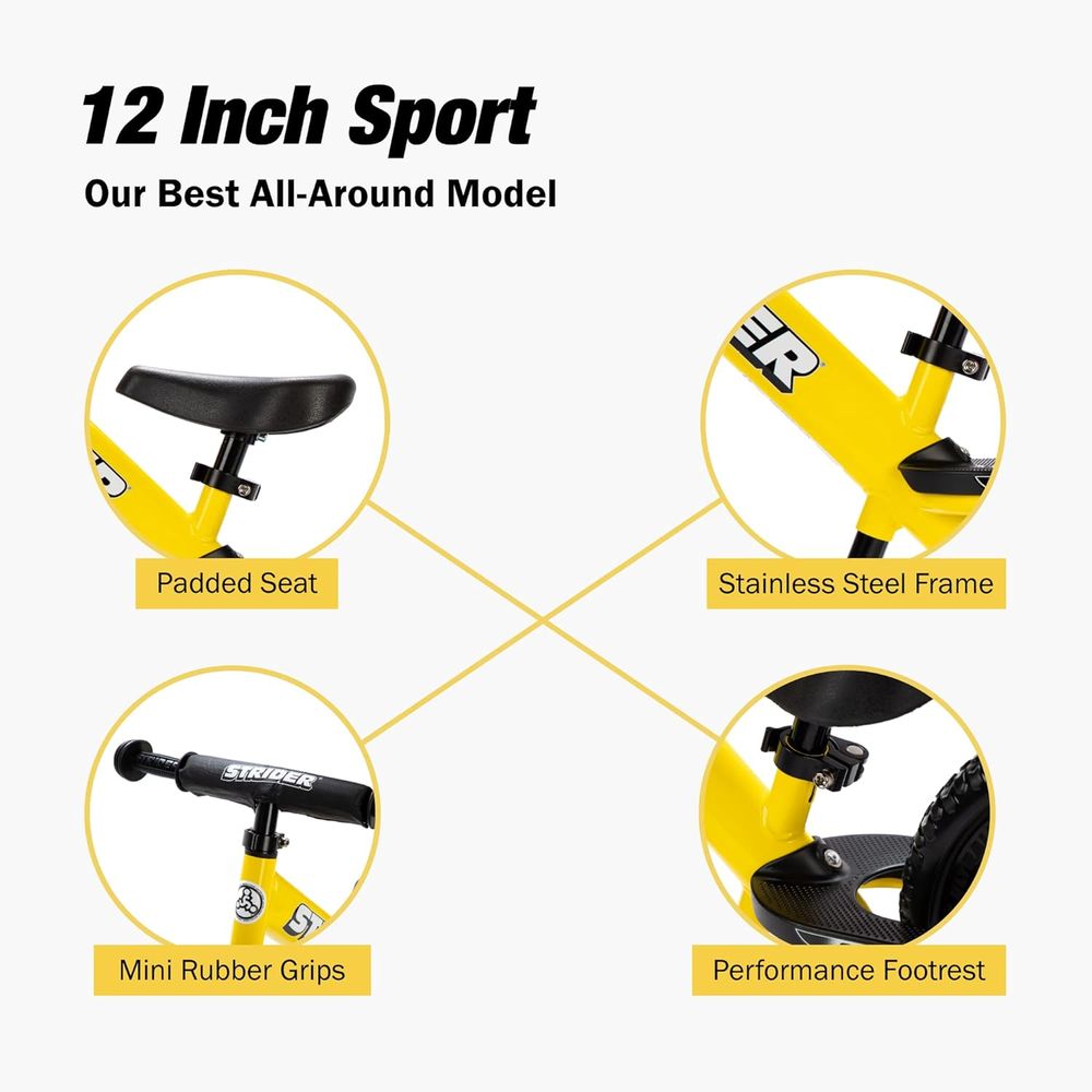 Strider - No Pedal Balance Sport Bike 12Inch - Yellow