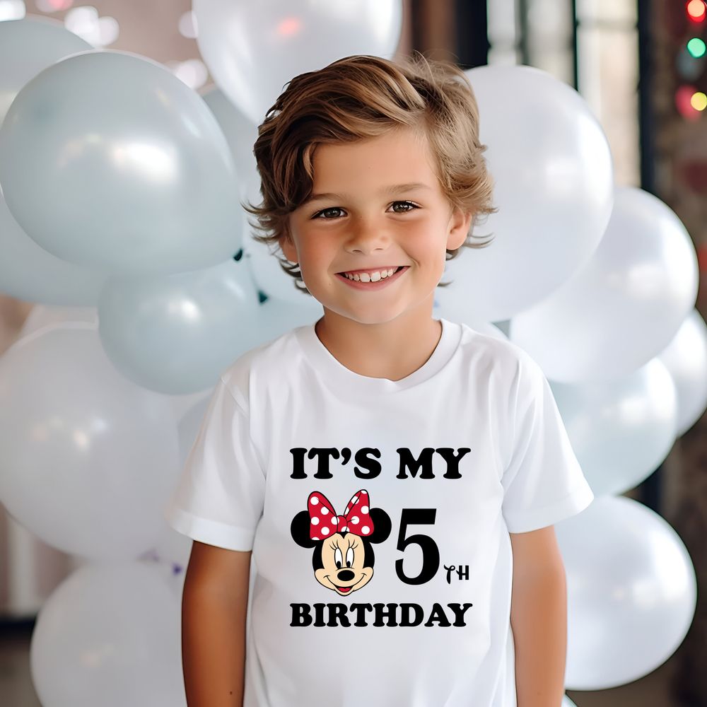 Matching Family Outfits - Girl's It's My 5th Birthday Printed T-Shirt - White