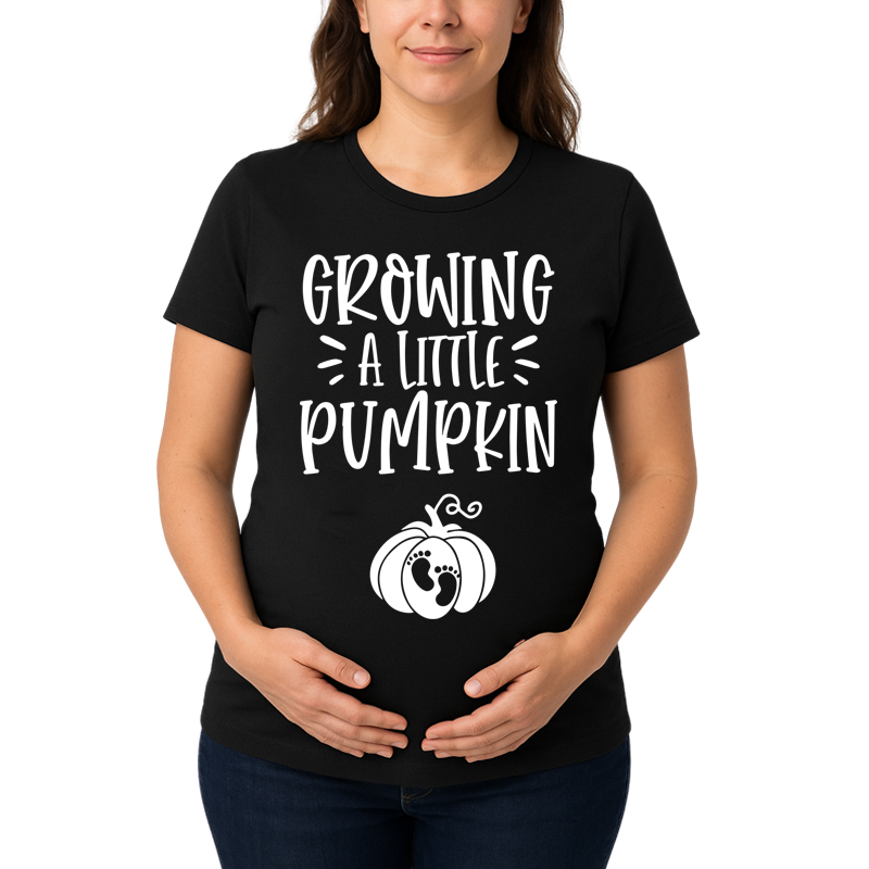 Matching Family Outfits Growing A Little Pumpkin Printed Women's T-Shirt - Black