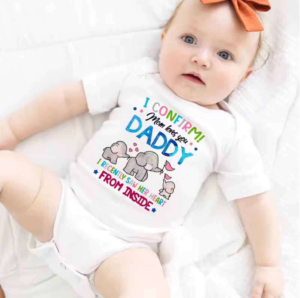 Matching Family Outfits - I Confirm Mom Loves You Baby Romper - White