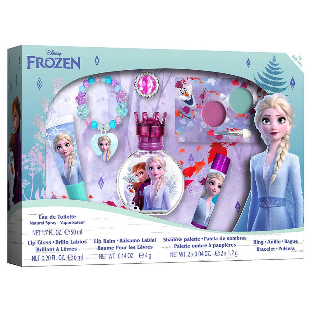 ديزني - عطر تواليت للبنات فروزن - 50 مل مع طقم مكياج - 6 قطع