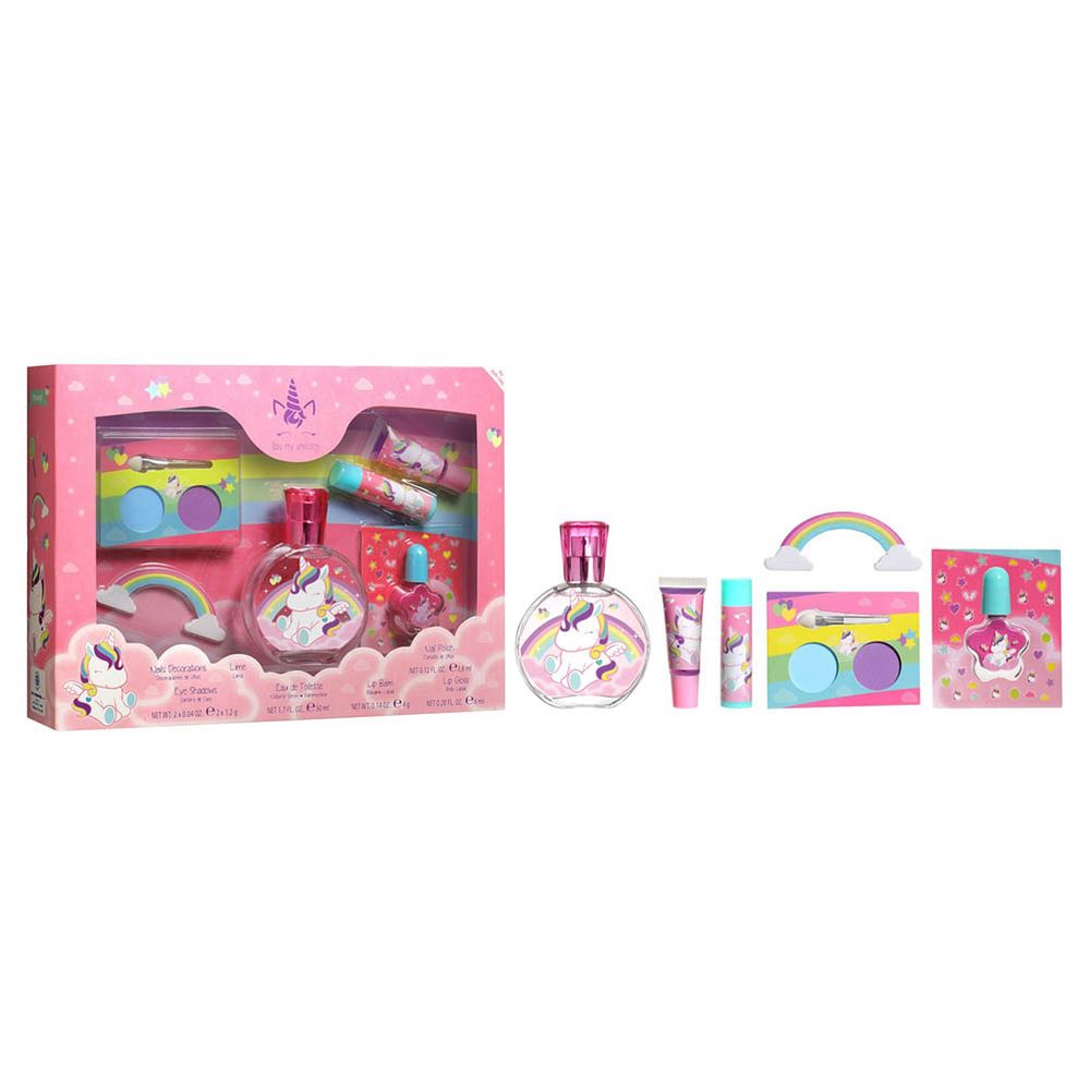 أو ماي يونيكورن - عطر تواليت للبنات - 50 مل مع مستحضرات تجميل - 5 قطع