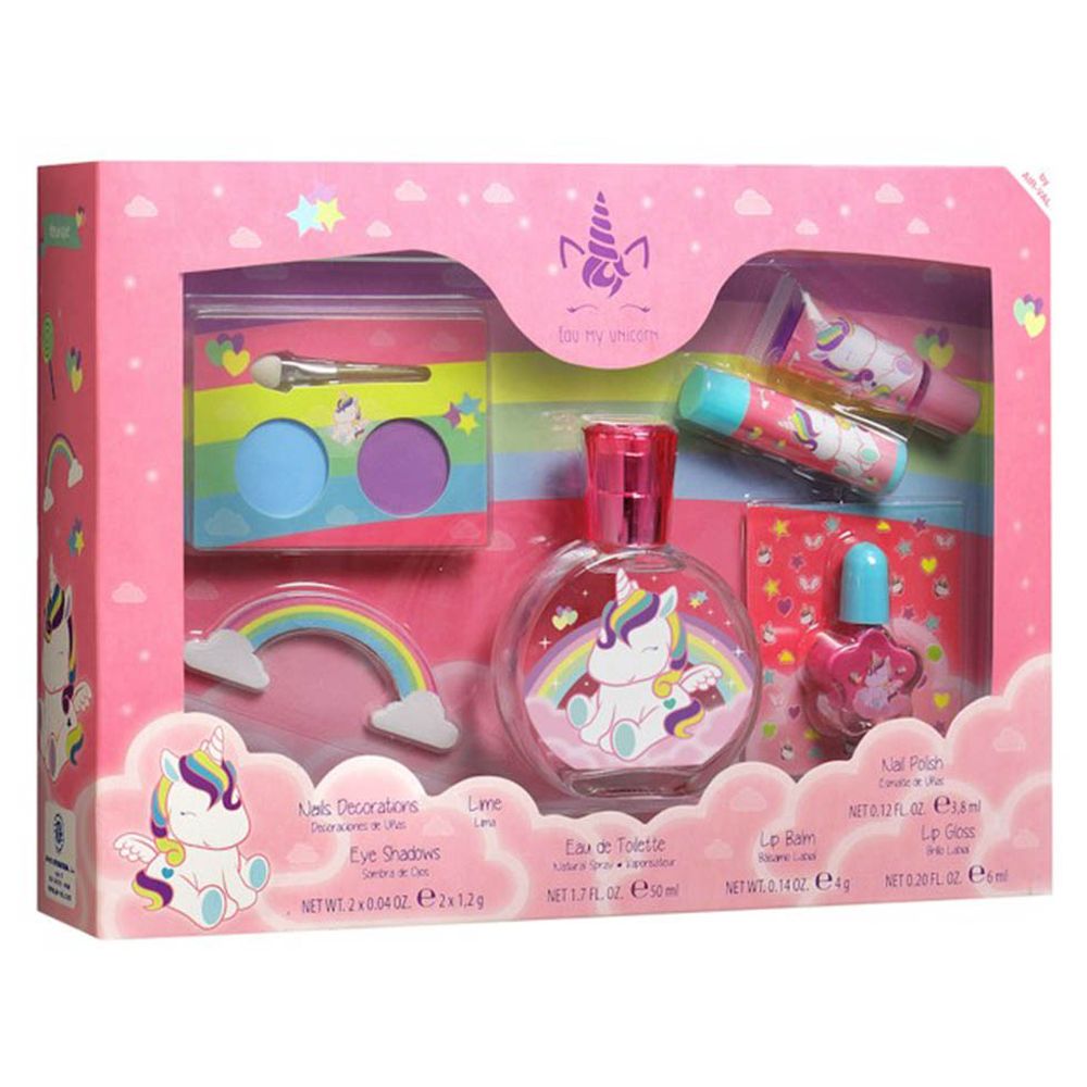 أو ماي يونيكورن - عطر تواليت للبنات - 50 مل مع مستحضرات تجميل - 5 قطع