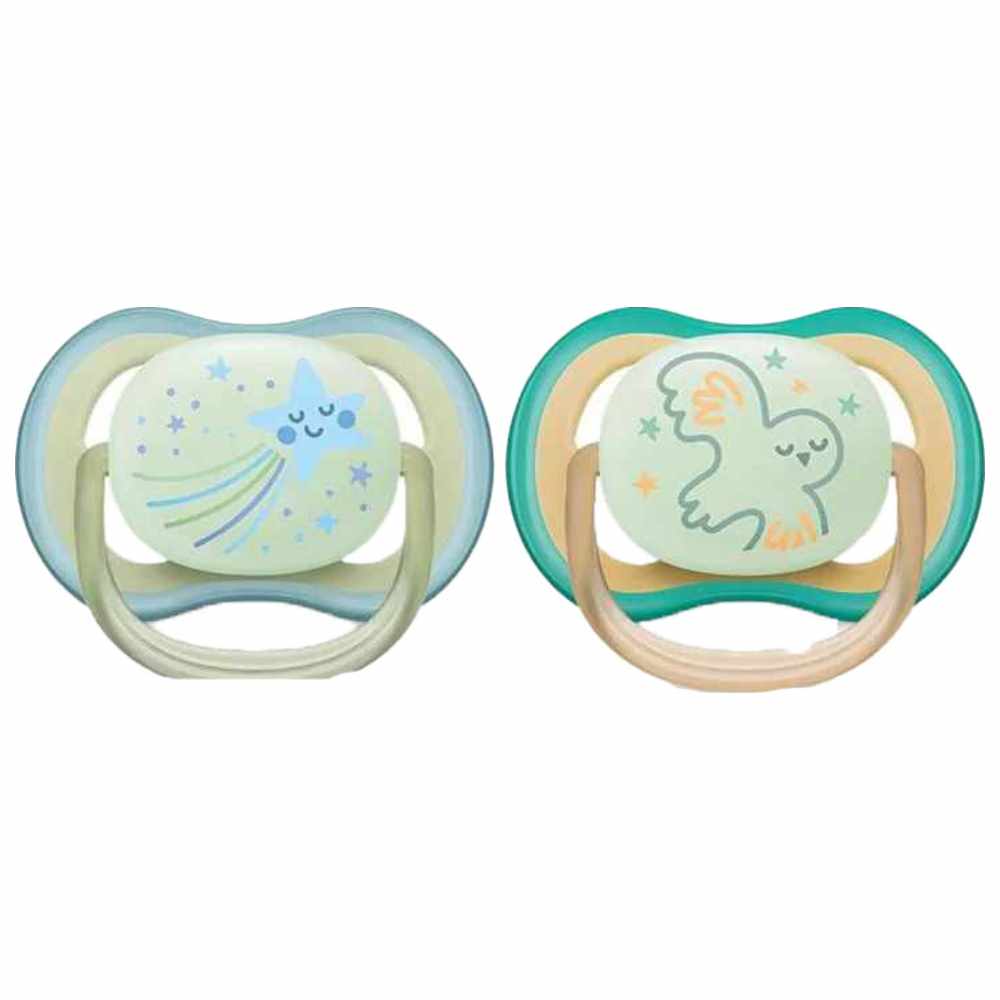 Philips Avent - Ultra Air Glow In The Dark Night Soother - 0-6 M - Blue - Pack of 2