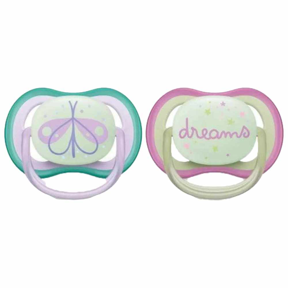 Philips Avent - Ultra Air Glow In The Dark Night Soother - 0-6 M - Pink - Pack of 2