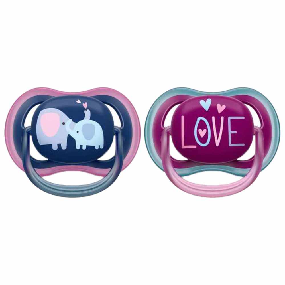 Philips Avent - Ultra Air Free Flow Silicone Soother - 18-24 M - Pink - Pack of 2