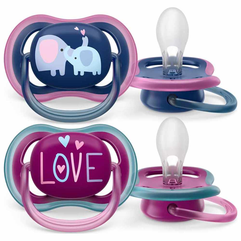 Philips Avent - Ultra Air Free Flow Silicone Soother - 18-24 M - Pink - Pack of 2