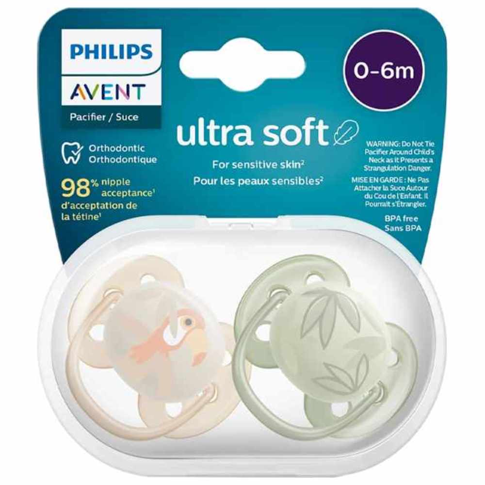 Philips Avent - Ultra Soft Pacifier - 0-6 M - Green - Pack of 2