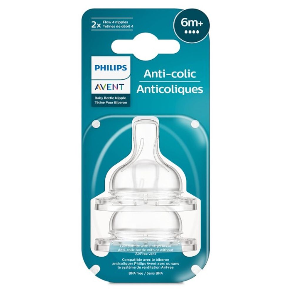 Philips Avent - Anti-Colic Nipple - Flow 4 - 6M+ - Pack of 2