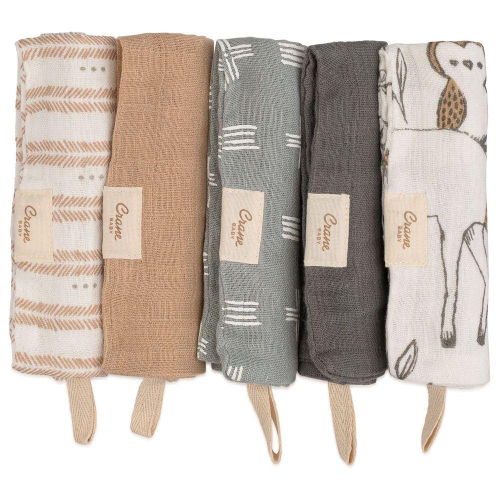 Crane Baby Ezra Wash Cloth - Pack of 5