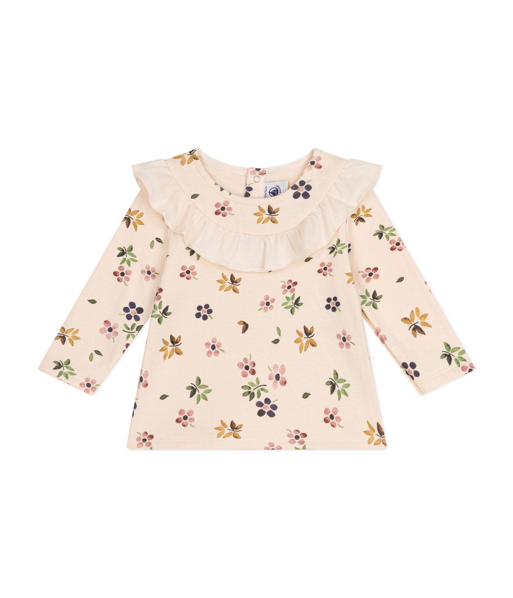 Petit Bateau - Babies' Tube Knit Blouse - Floral - Avalanche White