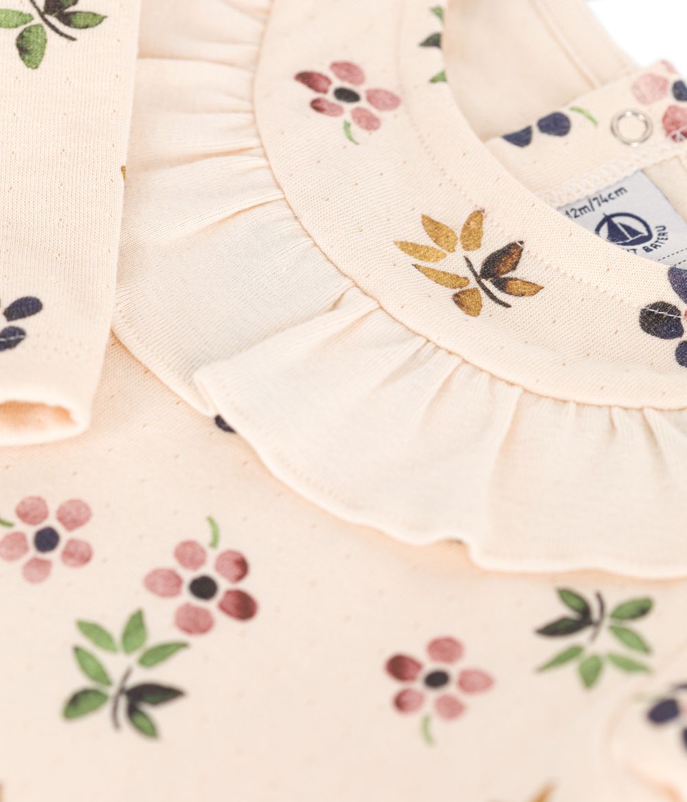 Petit Bateau - Babies' Tube Knit Blouse - Floral - Avalanche White