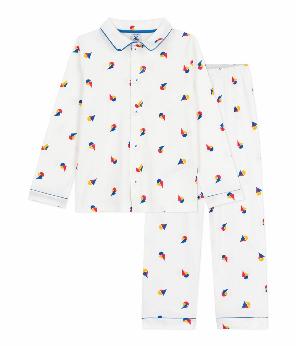 Petit Bateau - 2pc-Set - Kids' Printed Cotton Pyjama - Marshmallow/Olympic