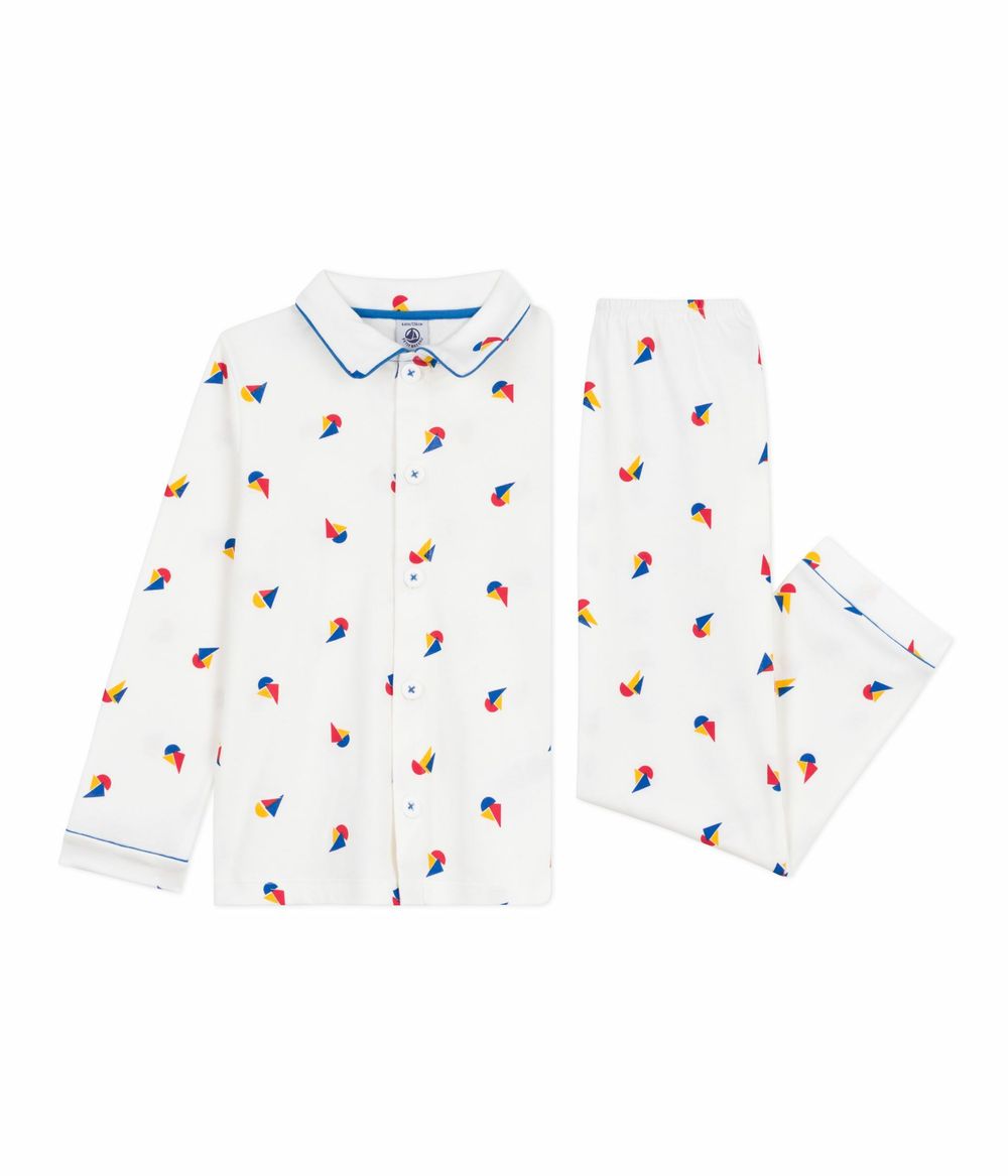 Petit Bateau - 2pc-Set - Kids' Printed Cotton Pyjama - Marshmallow/Olympic