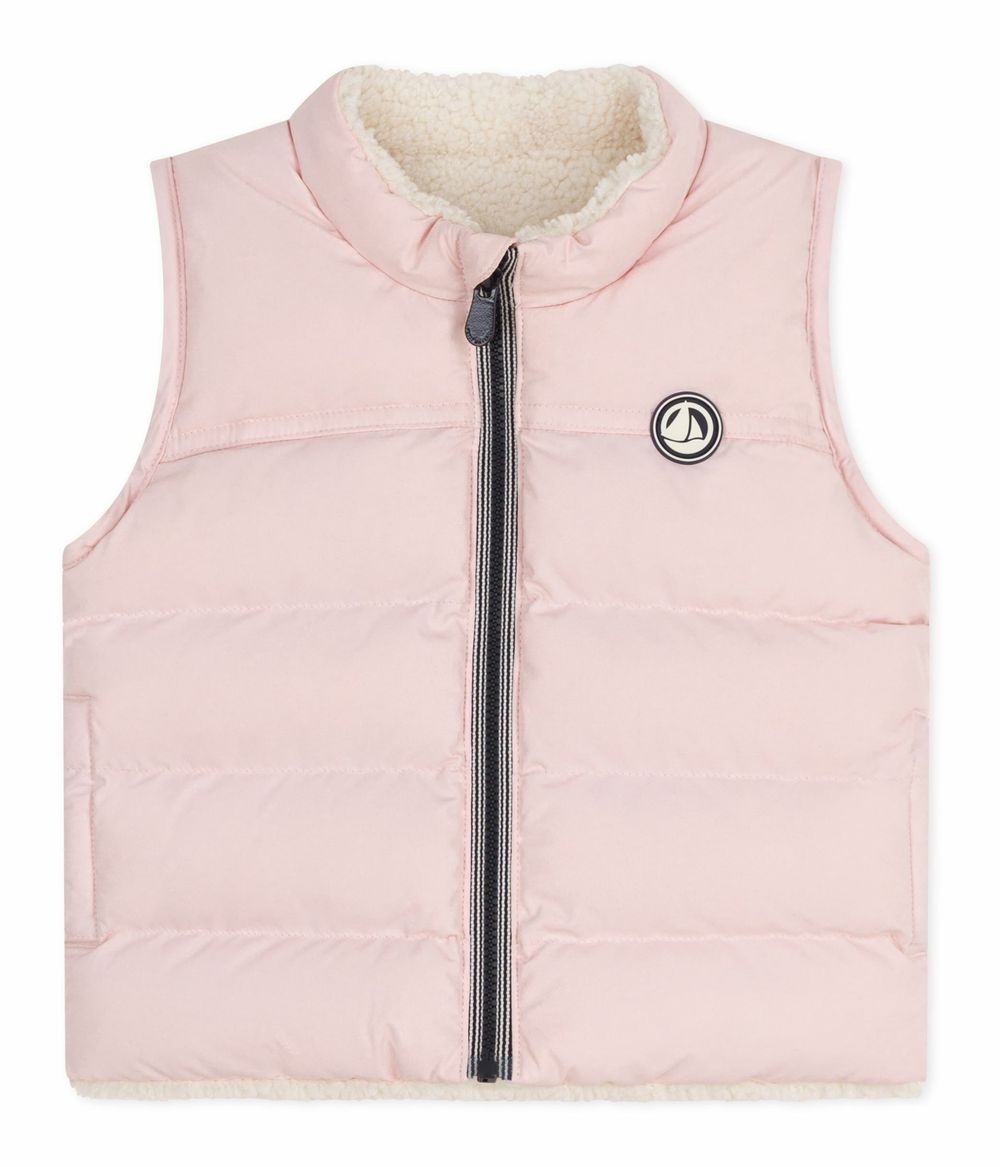 Petit Bateau - Baby Girl's Reversible Puffer Jacket - Joli Pink/Milk White