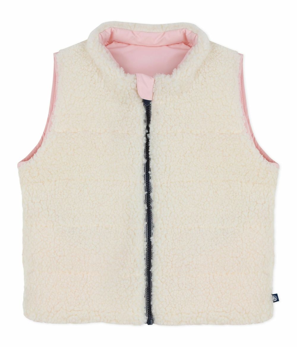 Petit Bateau - Baby Girl's Reversible Puffer Jacket - Joli Pink/Milk White