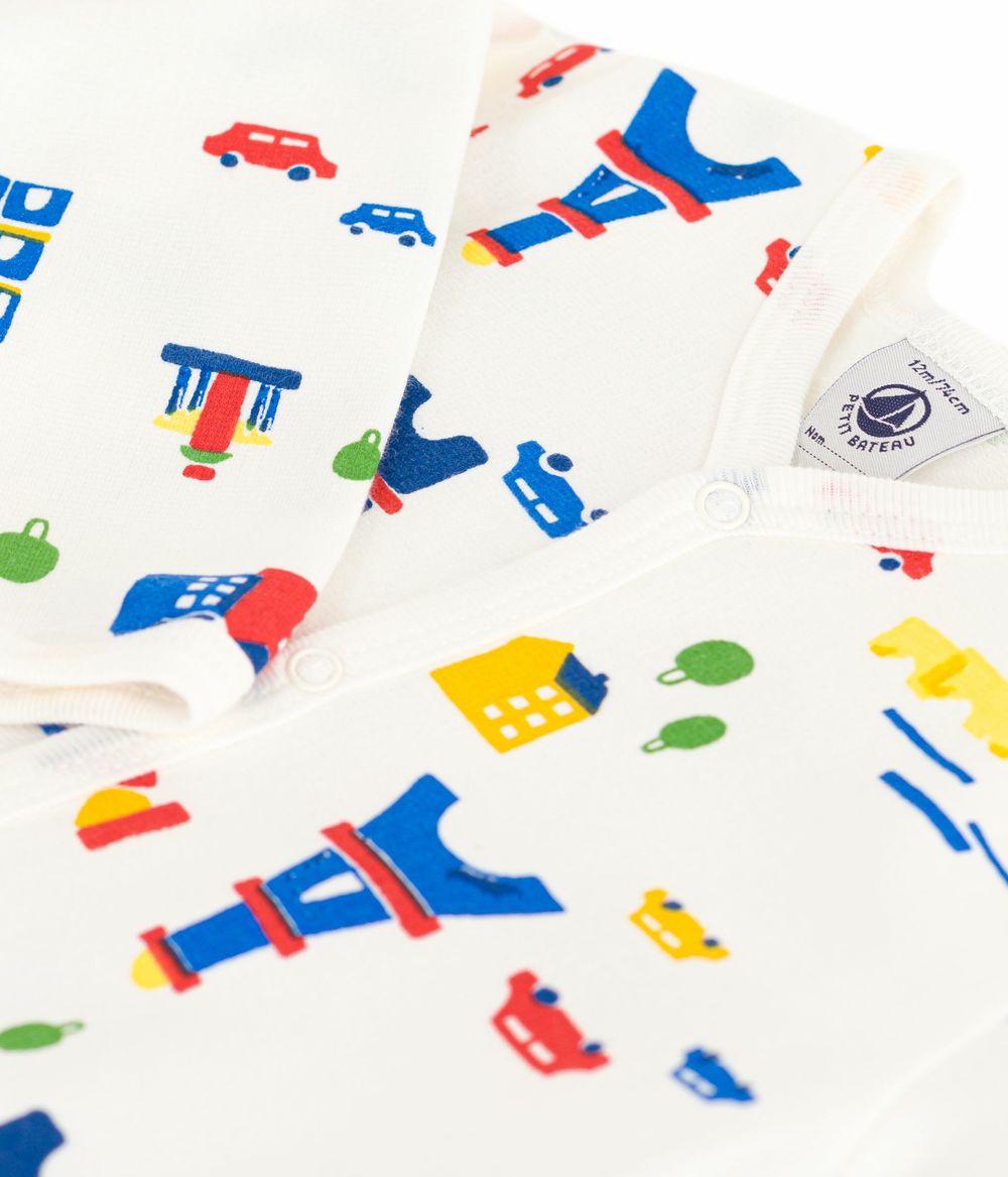 بيتي باتو - ملابس نوم مطبوعة بطبعة باريس للرضع - أبيض مارشميلو/ألوان متعددة