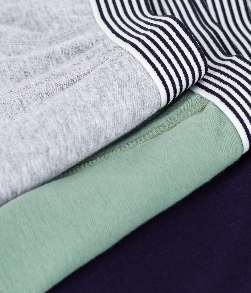 بيتي باتو - طقم بوكسر قطن سادة للأولاد - أخضر/رمادي/أزرق - 3 قطع