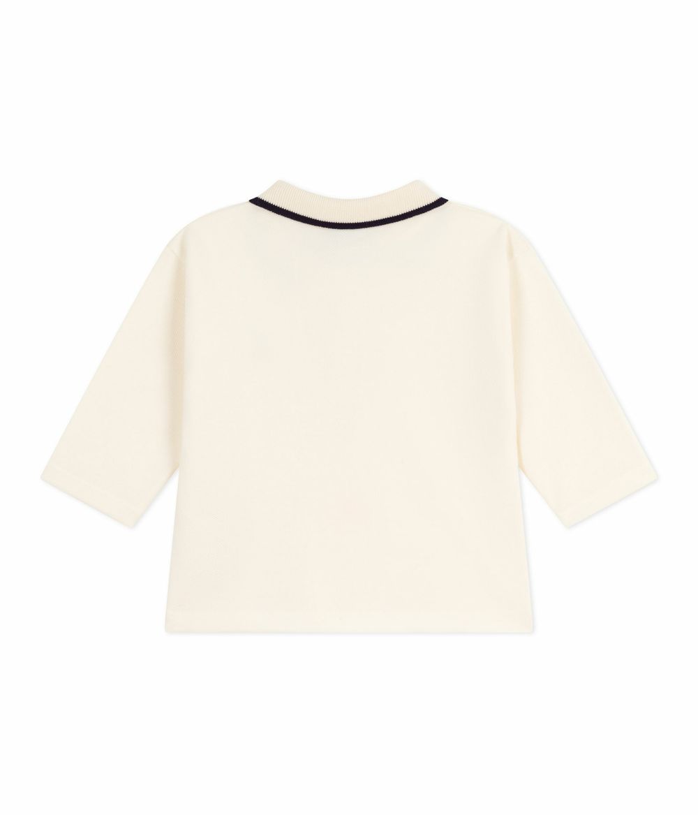 Petit Bateau - Baby Boy's Plain Long Sleeves Polo Shirt - Milk White