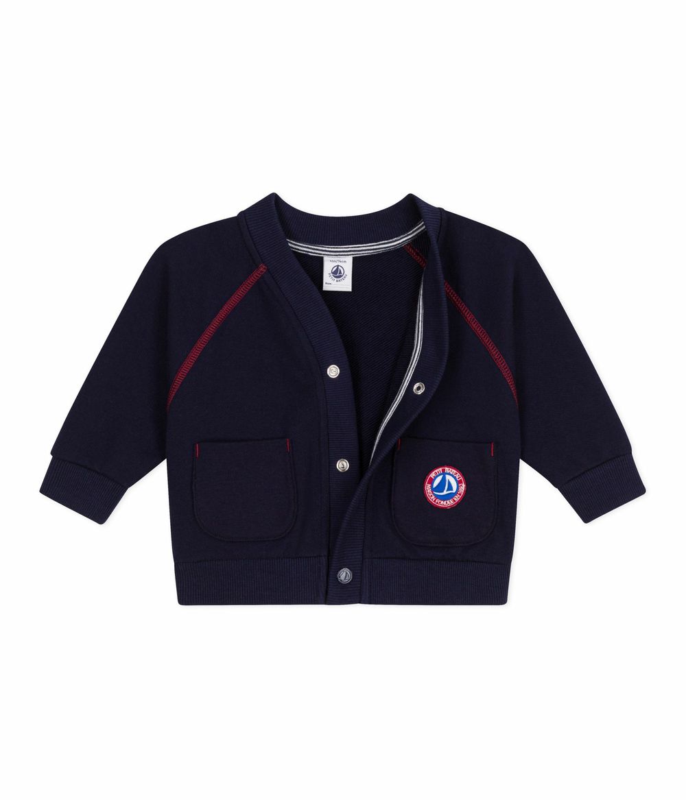 Petit Bateau - Baby Boy's Plain Cotton Cardigan - Soir Blue