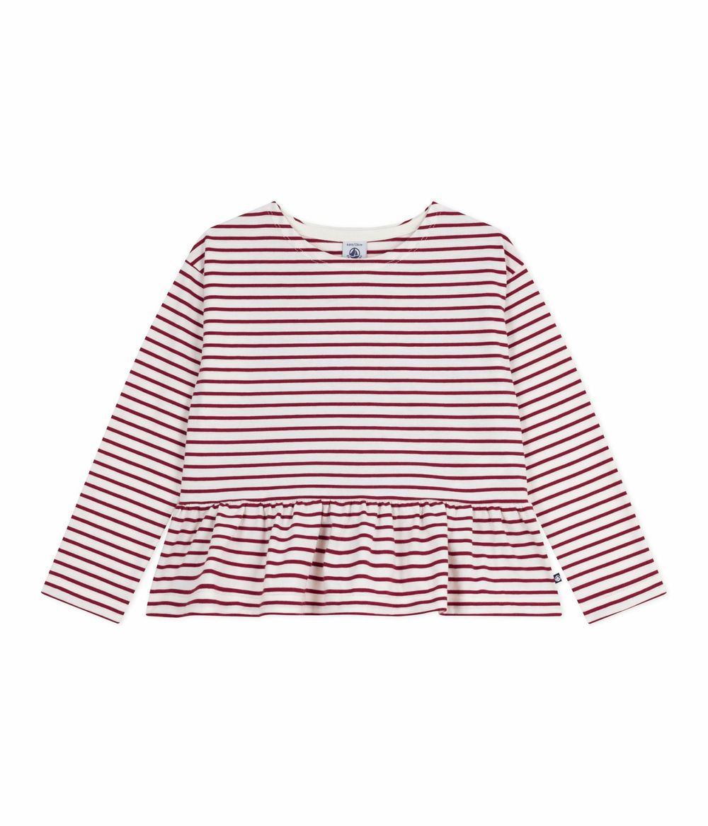 بيتي باتو - بلوزة قطن مخططة - أبيض/أحمر