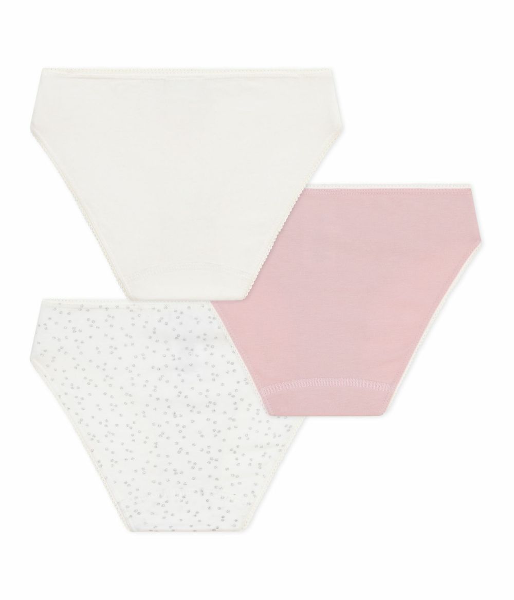 Petit Bateau - 3pc-Set - Kids Cotton And Elastane Briefs - White/Pink