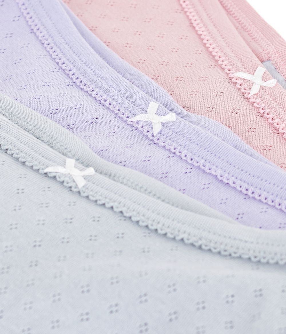 Petit Bateau - 3pc-Set - Girl's High Waisted Cotton Briefs - Purple/Pink/Grey