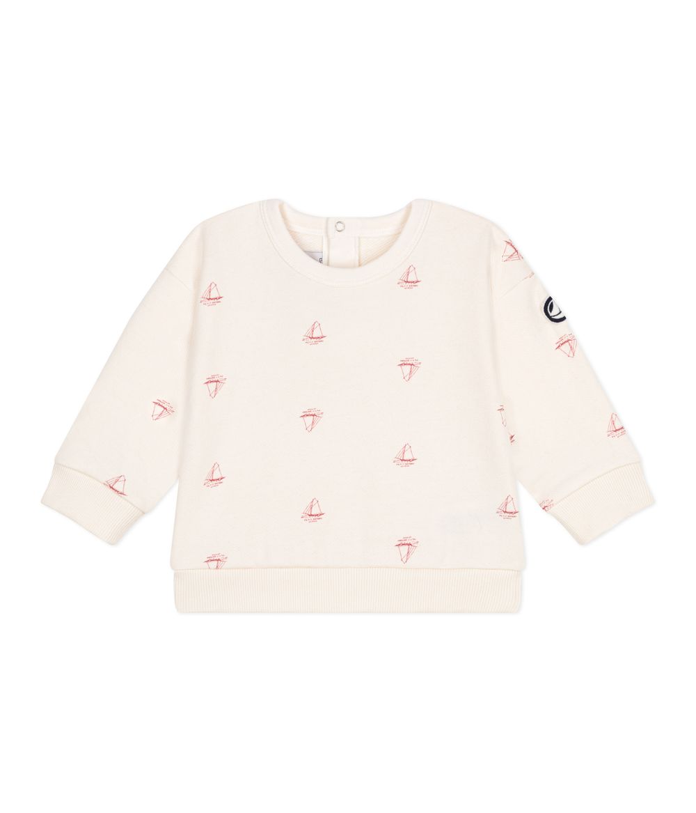 بيتي باتو - سويت شيرت قطن بطبعة قارب قديم للرضع - أبيض بومبي/أحمر
