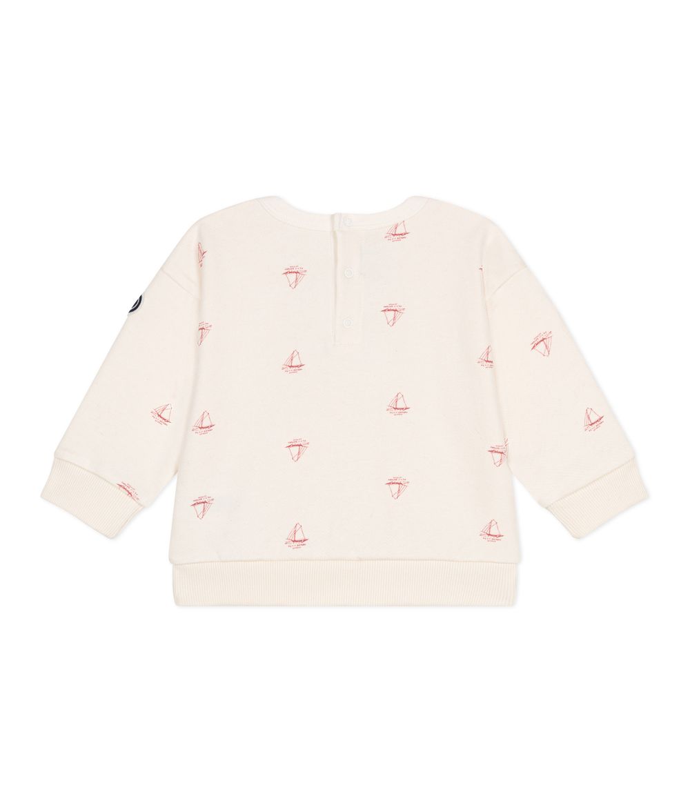 بيتي باتو - سويت شيرت قطن بطبعة قارب قديم للرضع - أبيض بومبي/أحمر