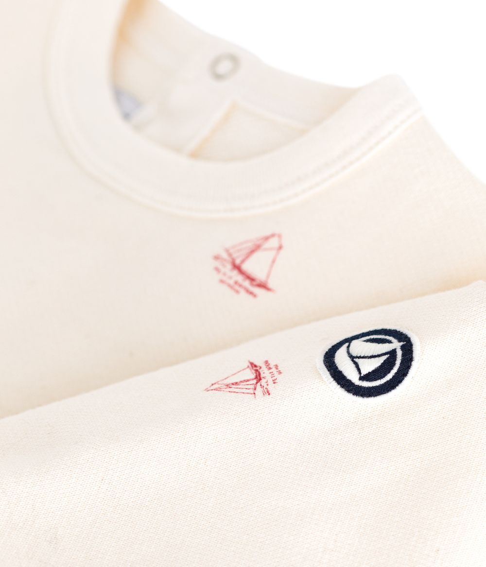 بيتي باتو - سويت شيرت قطن بطبعة قارب قديم للرضع - أبيض بومبي/أحمر