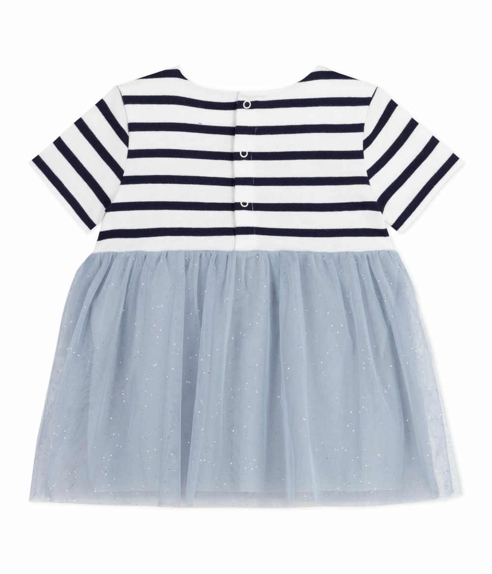 Petit Bateau - Babies' Short Sleeved Dress - Blue/Multicolor